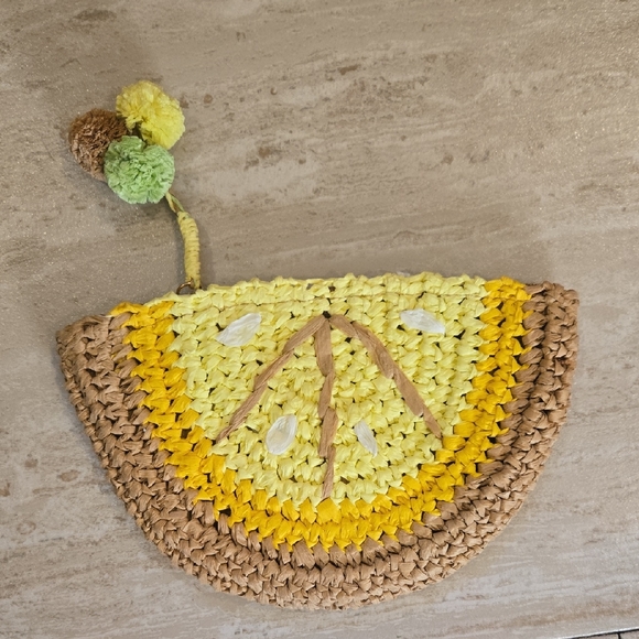 LOFT Handbags - New LOFT Lemon Slice Raffia Zipper Pouch/Clutch